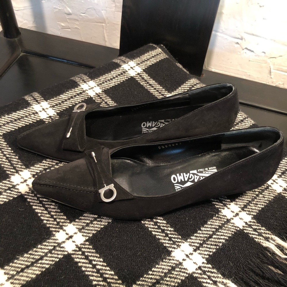 Salvatore Ferragamo Guya Espresso Calf in Black Suede Size 7 1/2 B - Picture 7 of 14